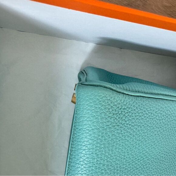 100% authentic Hermes Kelly 32 blue atoll Togo GHW stamp T - Picture 5 of 12